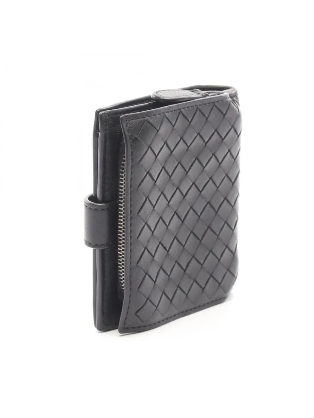 Bottega Veneta Bifold Wallet Intrecciato Black Leather
